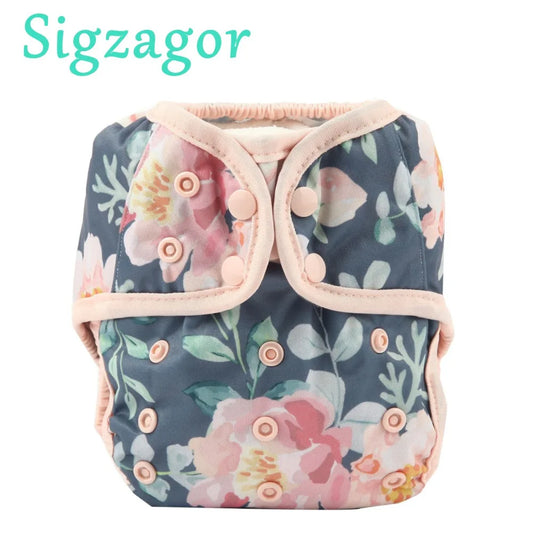 [Sigzagor]2023 NEW One Size Baby Cloth Diaper Cover Nappy Double Gusset 4-13kg 45 Designs