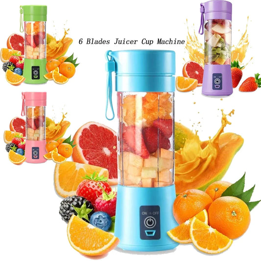 NEW Portable Fruit Juice Blenders Summer Personal Electric Mini Bottle Home USB mini 6 Blades Juicer Cup Machine For Kitchen
