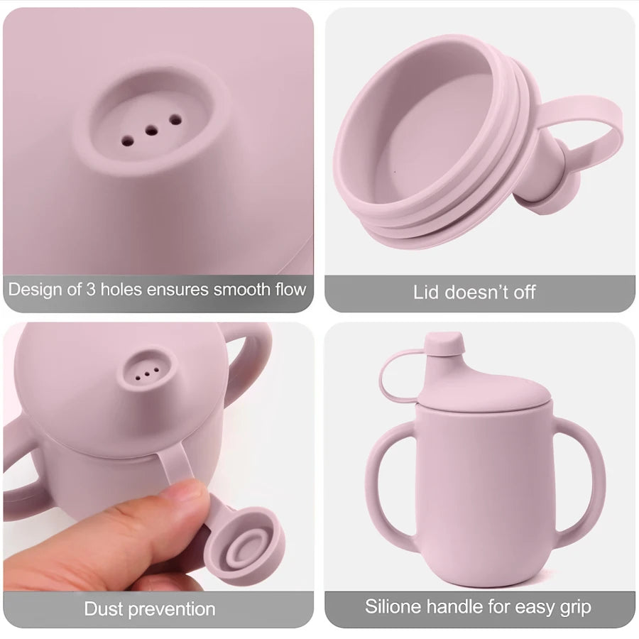 New Mother Kids Baby Silicone Cups With Lid Portable Learning Drinking Cup Children's Water Bottle Baby Items Free Shipping