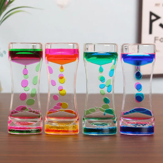 Mixed Color Liquid Hourglasses Creative Oil Drop Ladder Water Hourglass Motion Bubbler Timer Movement Sensory Office Table Decor