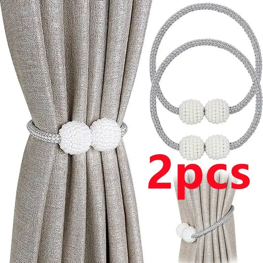 2PCS Pearl Magnetic Curtain Clip Curtain Holders Tie Back Buckle Clips Hanging Ball Buckle Tie Back Curtain Decor Accessories