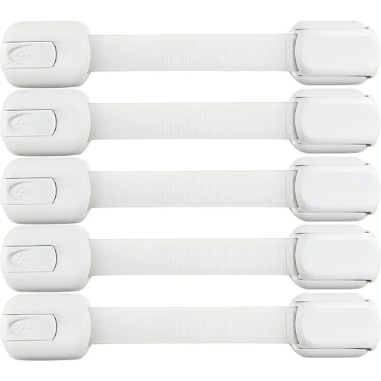 10pc Child Safety Strap Locks Baby Locks for Cabinets and Drawers, Toilet, Fridge & More. Adhesive Pads.No Installation Required