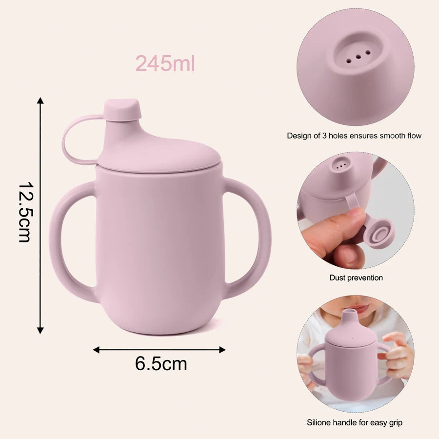 New Mother Kids Baby Silicone Cups With Lid Portable Learning Drinking Cup Children's Water Bottle Baby Items Free Shipping